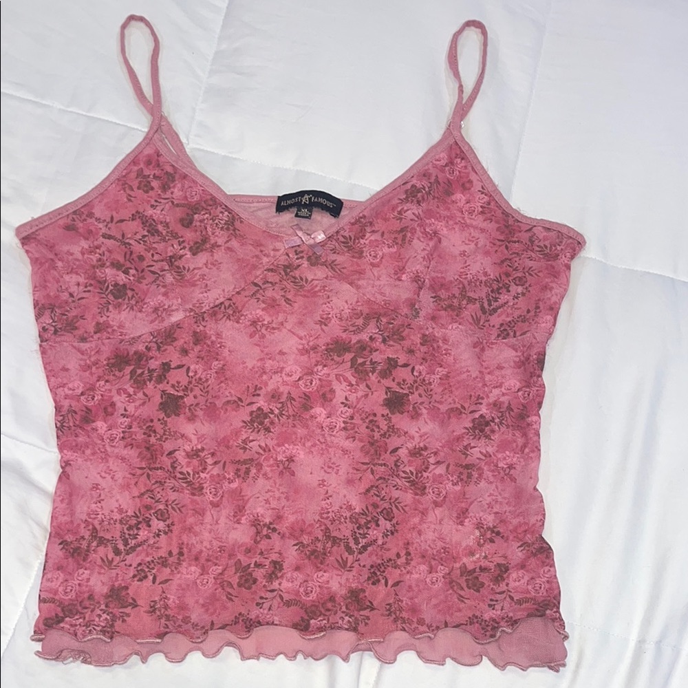 Almost Famous Pink Floral Lace Women Top
